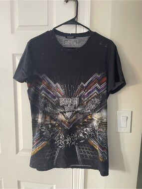Men’s Balmain graphic distressed galaxy tee, size Medium